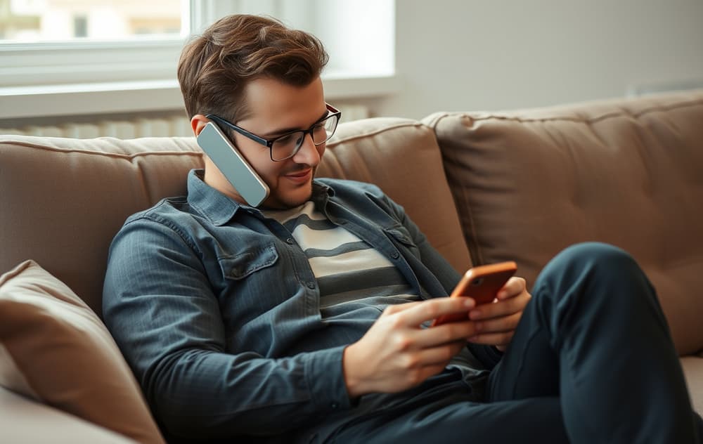 Person som vurderer en casino bonus på mobilen.