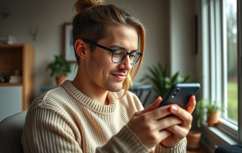 Person setter innskuddsgrenser på mobiltelefon for ansvarlig spilling.